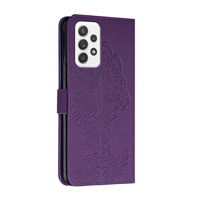 OEM - Tiger Flower Plånboksfodral till Galaxy A52 5G - Lila