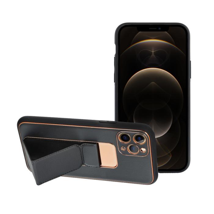 UTGATT - Forcell Leather skal Kickstand till iPhone 12 PRO MAX Svart