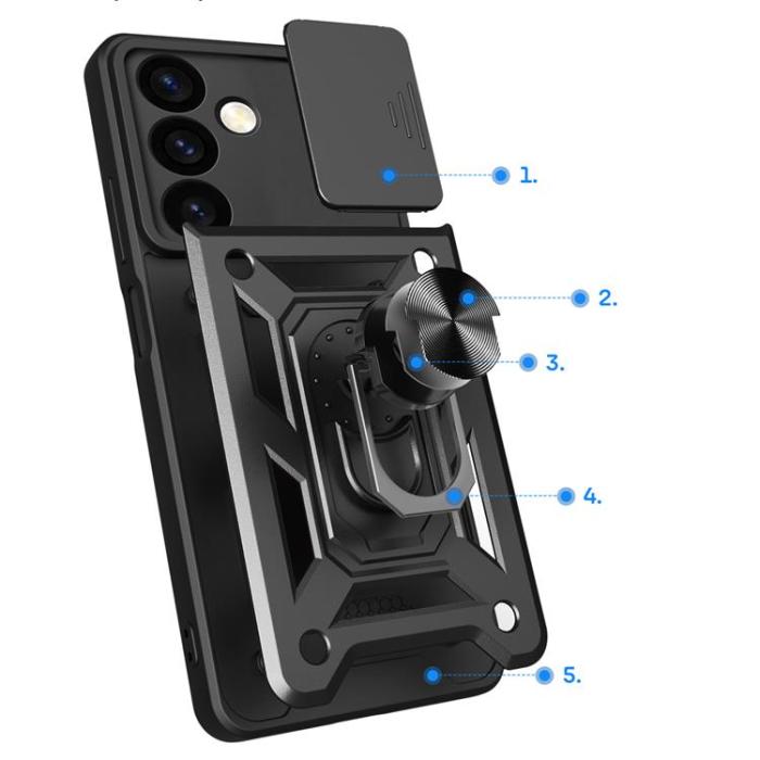 OEM - Galaxy S24 Mobilskal Hybrid Armor Camshield - Svart