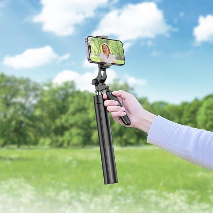 Hoco - Hoco Tripod Selfie Stick Bluetooth med Fjärrkontroll K19 - Svart