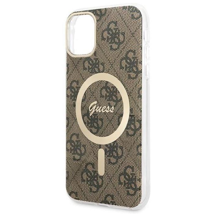 Guess - Guess iPhone 11 Magsafe Skal Print + Trådlös Laddare - Brun