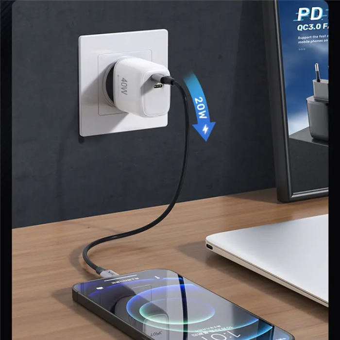SiGN - SiGN Dual USB-C PD Väggladdare 40W - Vit