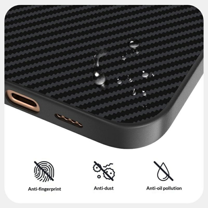 ABEEL - ABEEL iPhone 16 Pro Max Mobilskal MagSafe Carbon Fiber Texture