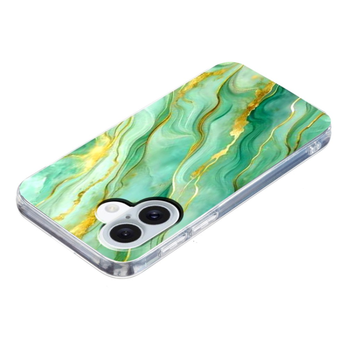 A-One Brand - iPhone 17 Mobilskal Marble Pattern Printing Soft - Grön