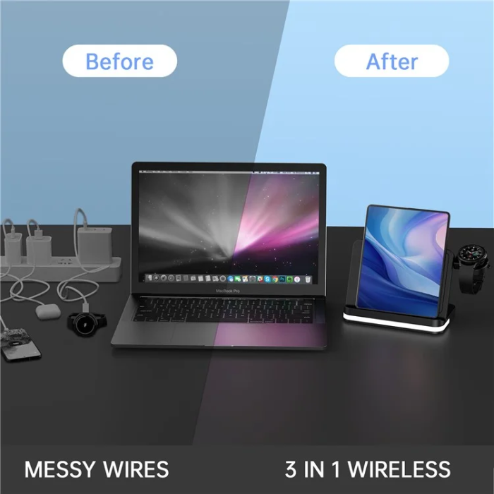 OEM - 3in1 Trådlös Laddare Apple Watch, Smartphones, Buds B26