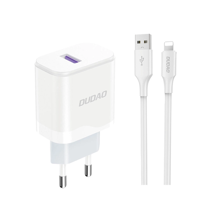 Dudao Väggladdare A20EU 18W + Lightning Kabel - Vit (Lightning) | 505295 | AlltMobil