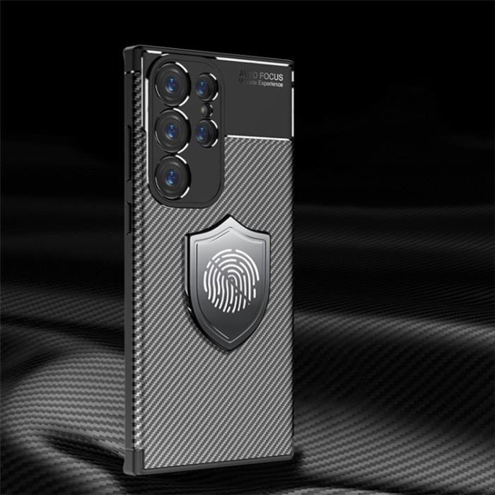 A-One Brand - Galaxy S23 Ultra Skal Carbon Fiber Texture - Svart
