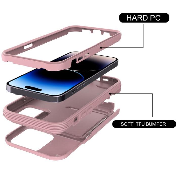 OEM - iPhone 14 Plus Skal Korthållare Mirror Kickstand - Rosa