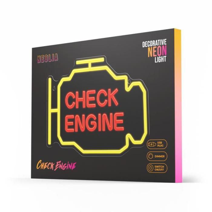 Neolia - Neolia LED Neon PLEXI CHECK ENGINE NNE21 - Gul/Röd