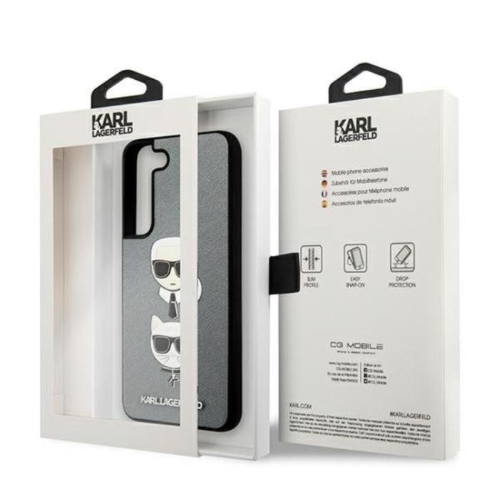 KARL LAGERFELD - Karl Lagerfeld Saffiano Karl & Choupette Head Galaxy S22 Plus - Silver