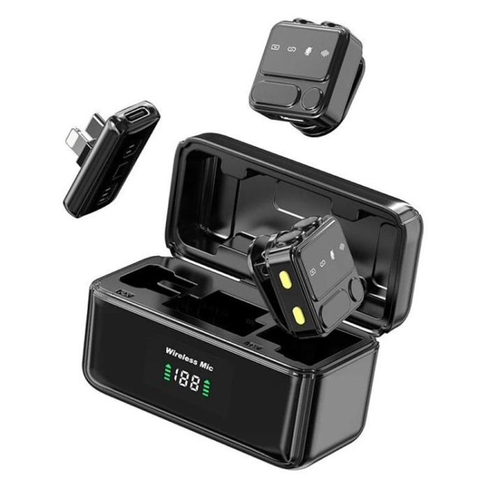 WIWU - WIWU Lavaliermikrofon med iP + Typ C 2-i-1-Mottagare Wi-WM005 - Svart