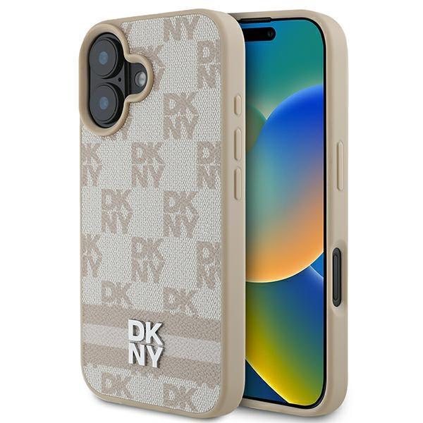 DKNY Mobilskal till iPhone 16 Checkered Pattern Printed Stripes - Rosa | 2353 | AlltMobil