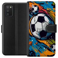 Gustaf - Pl&aring;nboksfodral till Samsung Galaxy A02s med Fotbollar