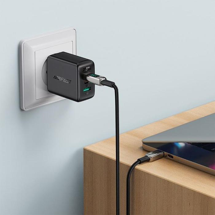 Acefast - Acefast LCD USB-C till USB-C kabel 100W 2m - Silver