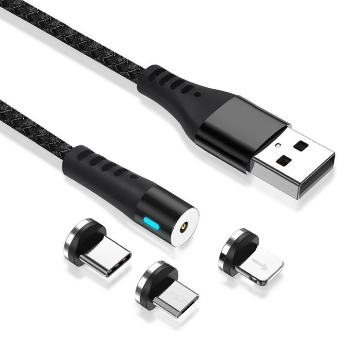 Maxlife Magnetisk USB-A till USB-C, Lightning, microUSB kabel 1m | 3541 | AlltMobil