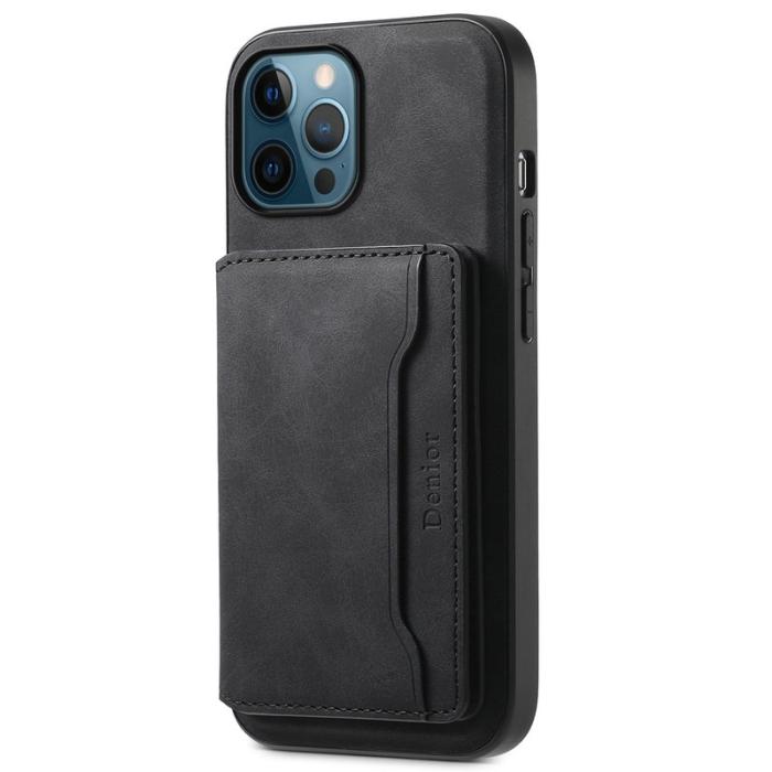 DENIOR - DENIOR D13 iPhone 12 Pro Max Fodral Retro Textur PU+TPU+PC Svart