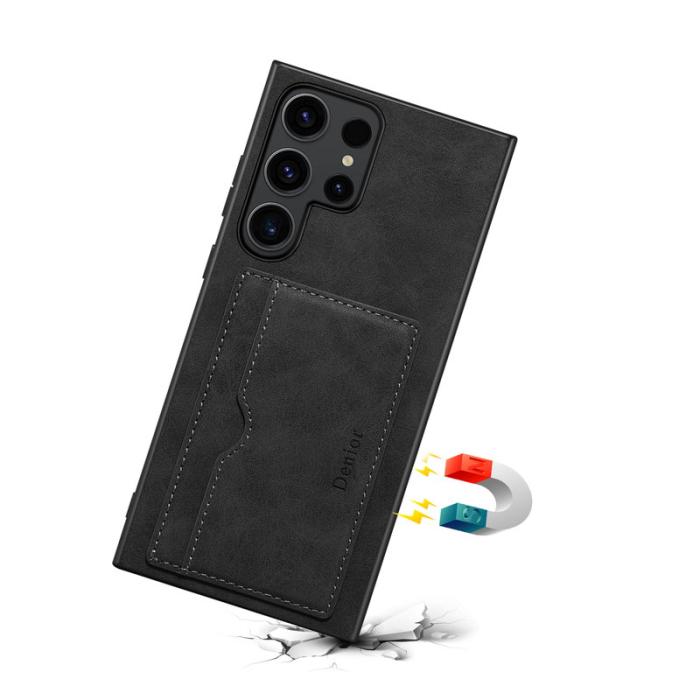 DENIOR - DENIOR Samsung Galaxy S25 Ultra Fodral Kortfack Retro Konstläder svart