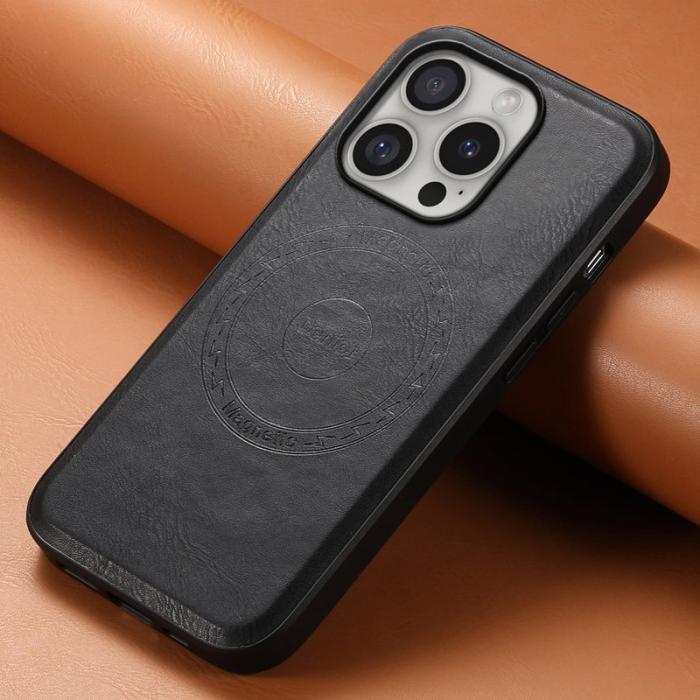 DENIOR - DENIOR A10 Mobilskal till iPhone 16 Pro Max Äkta Läder Svart