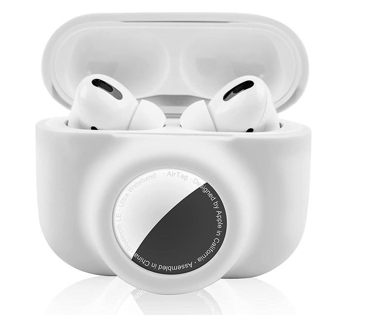 2-in-1 Silicone Skal Airpods Pro med Airtag - Vit | 2353 | AlltMobil