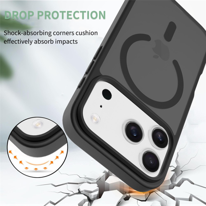 A-One Brand - iPhone 17 Pro Mobilskal MagSafe Acrylic Skin Touch - Svart