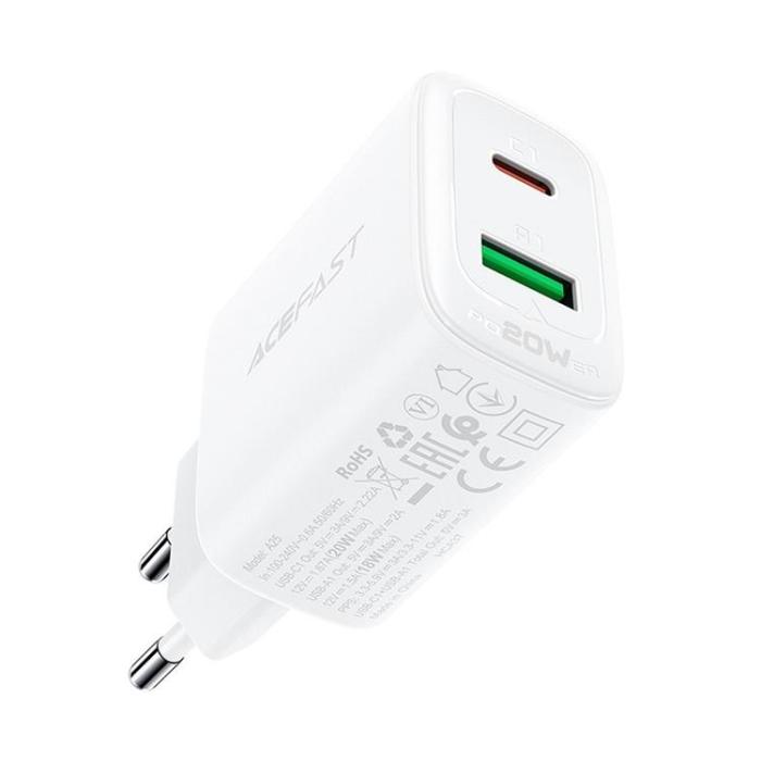 Acefast - Acefast Väggladdare USB Till Typ-C 20W - Vit