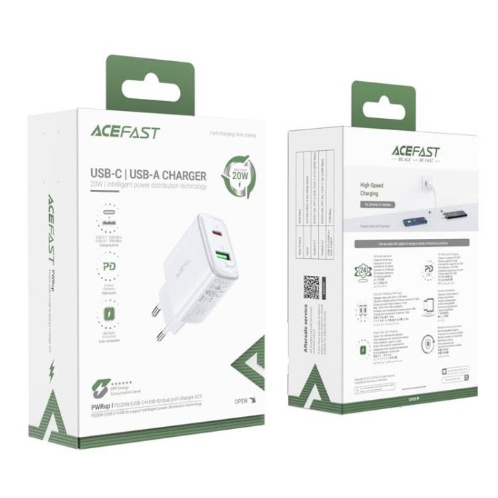 Acefast - Acefast Väggladdare USB Till Typ-C 20W - Vit