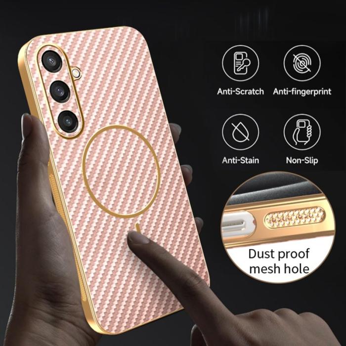 OEM - Mobilskal till Samsung Galaxy S26 Kolfiber Texturerad TPU - Rosa
