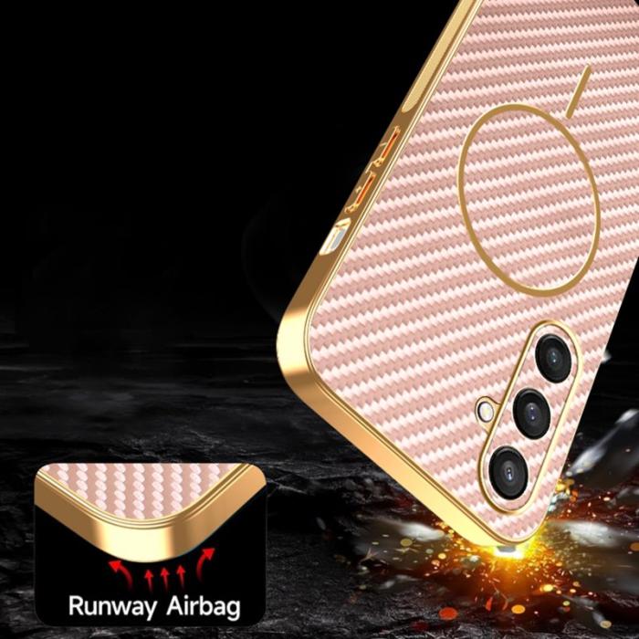 OEM - Mobilskal till Samsung Galaxy S26 Kolfiber Texturerad TPU - Rosa