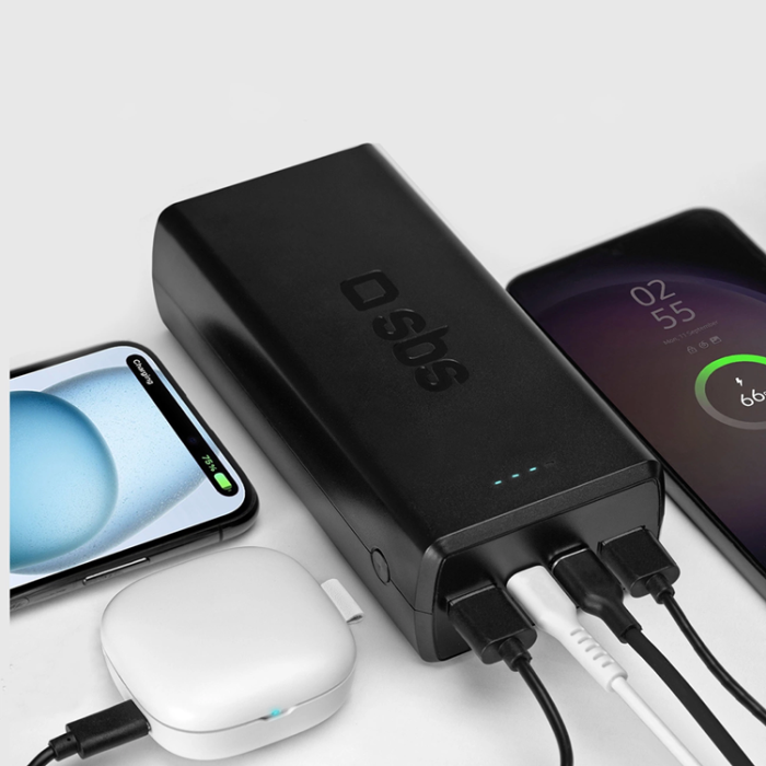 SBS - SBS Powerbank 2xUSB-C/2xUSB-A 30000 mAh - Svart
