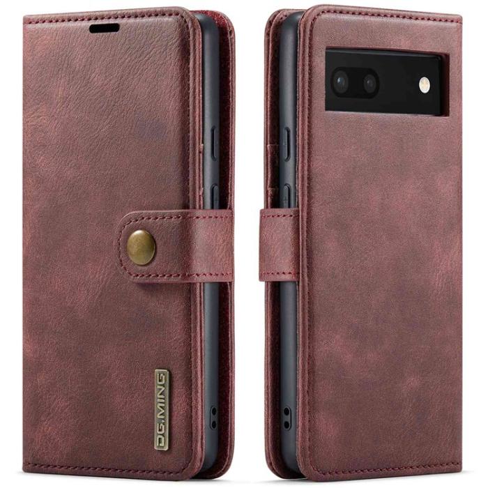 DG.MING - DG.MING Google Pixel 6a Plånboksfodral Detachable 2-in-1 Äkta Läder - Röd