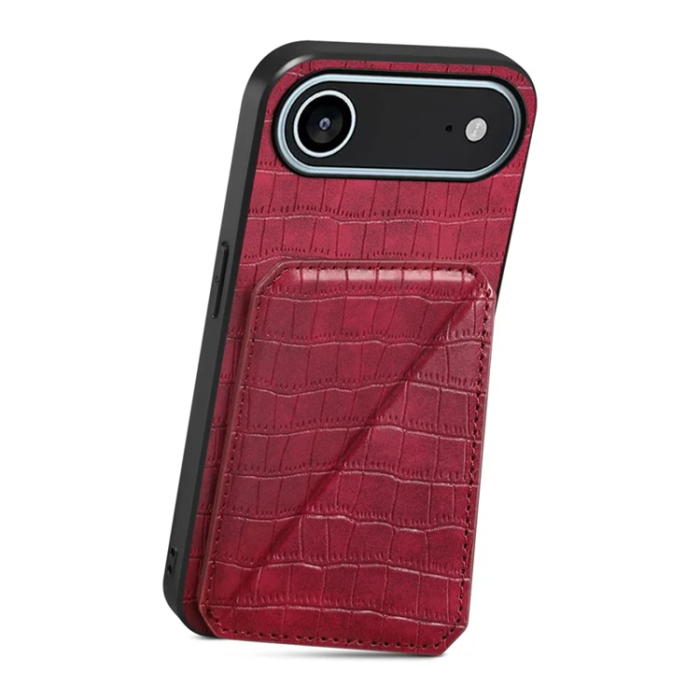 A-One Brand - iPhone 17 Air Mobilskal Korthållare Crocodile Textured - Rosa