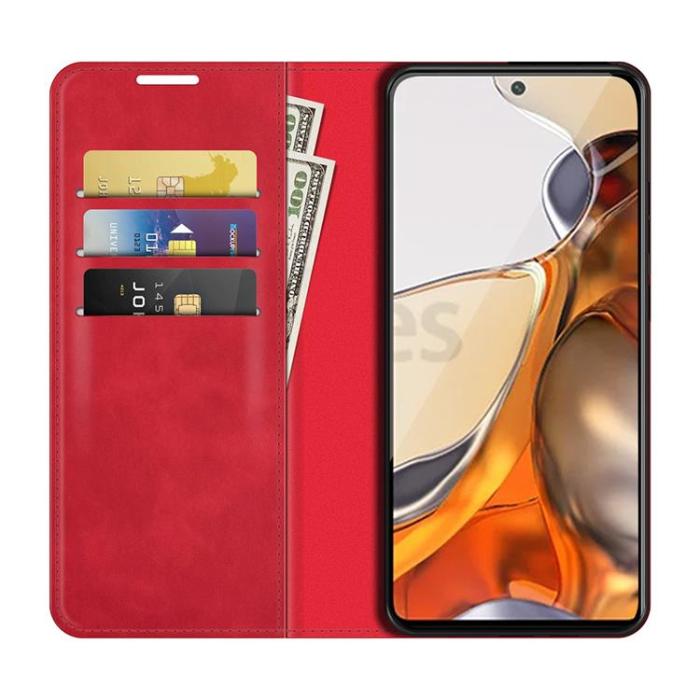 A-One Brand - Skin Touch Läder Fodral Xiaomi 11T / 11T Pro - Röd