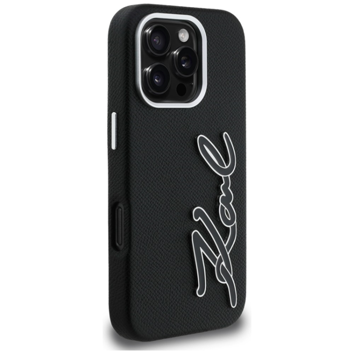 KARL LAGERFELD - Karl Lagerfeld Mobilskal För iPhone 16 Pro Max FW Grained Signature Logo - Svart