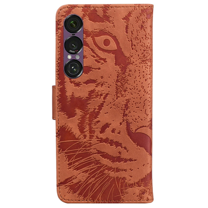 OEM - Sony Xperia 1 VII Plånboksfodral Tiger Print - Marrón
