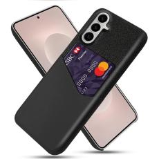 OEM - Mobilfodral f&ouml;r Samsung Galaxy S26 Plus Konstl&auml;der med kortfack - Svart
