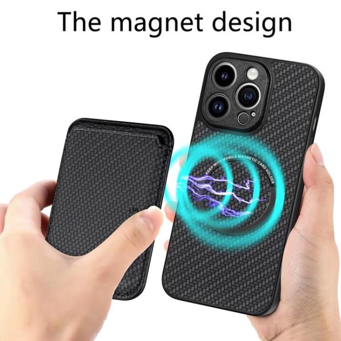 Taltech - iPhone 15 Pro Max Mobilskal Korthållare Detachable - Svart