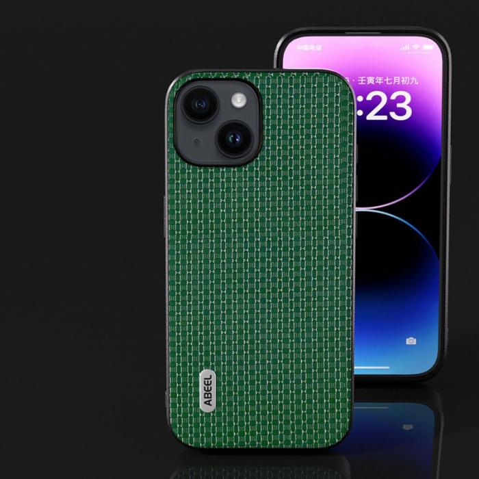 ABEEL - ABEEL Mobilskal till iPhone 14 Plus Äkta Läder med Textur - Grön