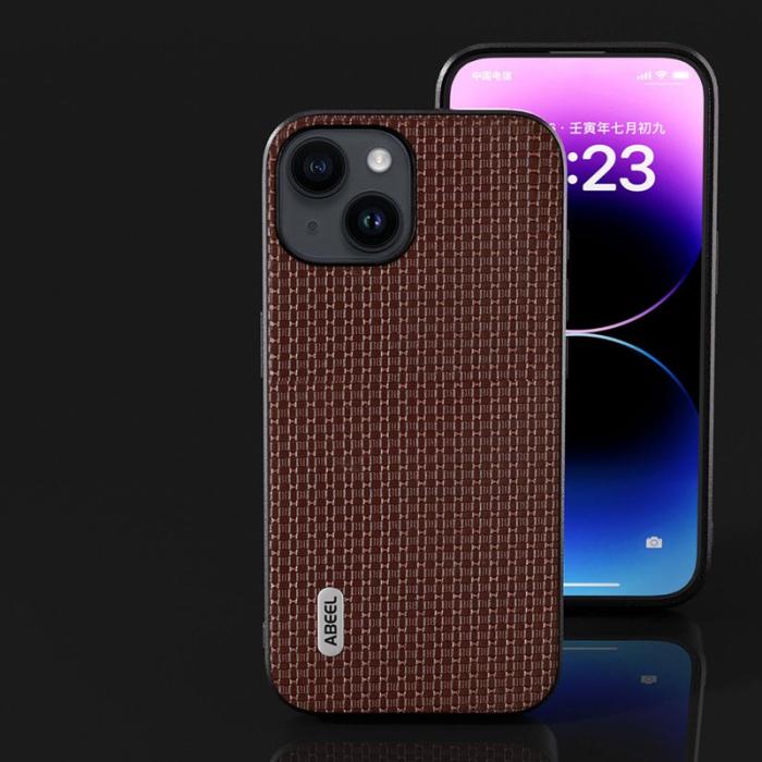 ABEEL - ABEEL Mobilskal till iPhone 14 Plus Äkta Läder med Textur - Brun