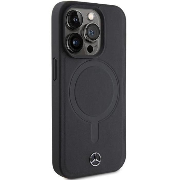 Mercedes - Mercedes iPhone 15 Pro Mobilskal Magsafe Smooth Läder - Svart
