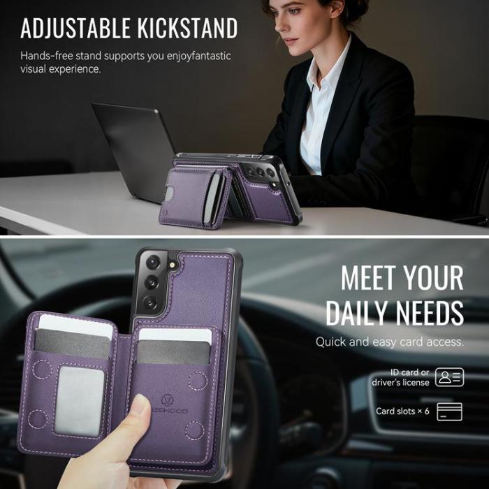 OEM - JEEHOOD Samsung Galaxy S21 FE 5G Fodral KonstLäder - Lila