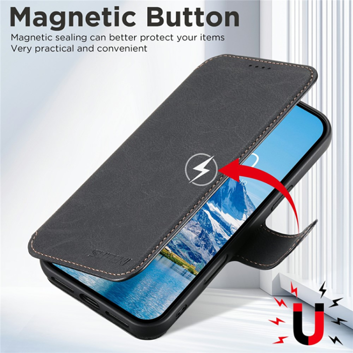 SUTENI - SUTENI iPhone 17 Pro Max Plånboksfodral Detachable Q-05 - Svart