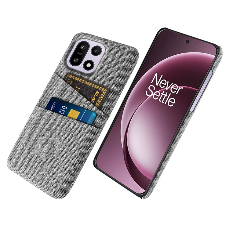 OnePlus 15 5G Mobilskal Korthållare Cloth + Hard PC - Grå (Ljusgrå) | 2353 | AlltMobil