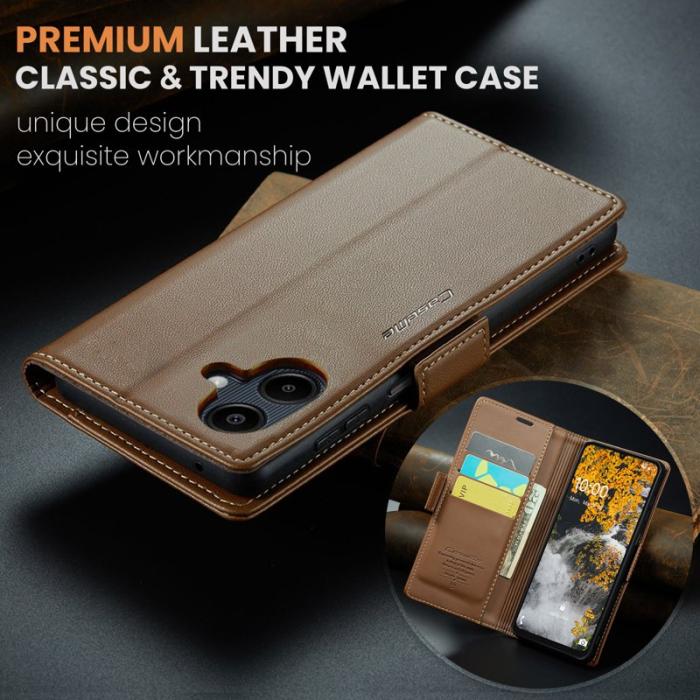 Caseme - CASEME Plånboksfodral Konstläder för Samsung Galaxy A06 4G - Brun