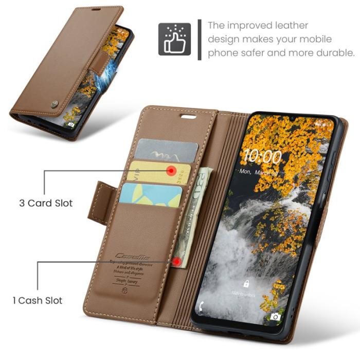 Caseme - CASEME Plånboksfodral Konstläder för Samsung Galaxy A06 4G - Brun