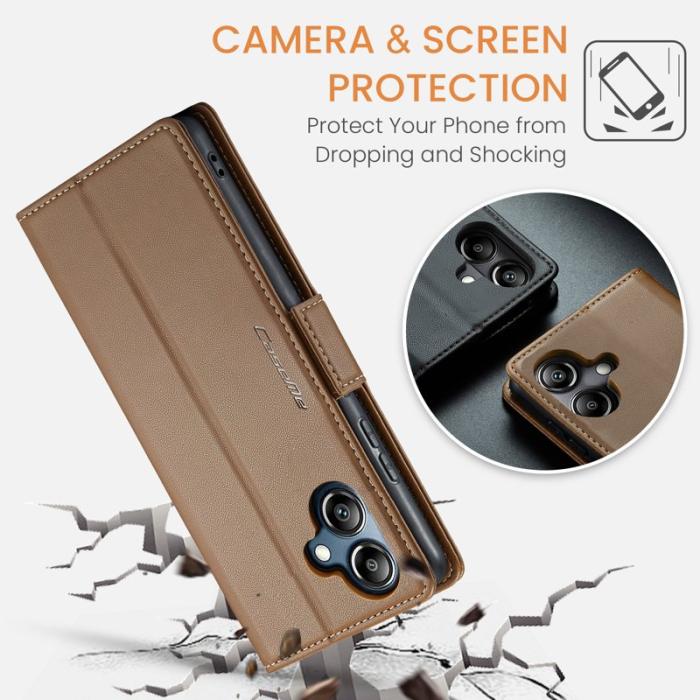 Caseme - CASEME Plånboksfodral Konstläder för Samsung Galaxy A06 4G - Brun