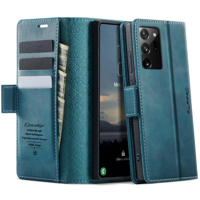 Caseme - CASEME 033 Series Samsung Galaxy Note20 Ultra Konstläder Plånboksfodral Blå
