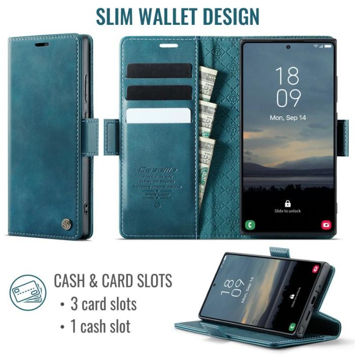 Caseme - CASEME 033 Series Samsung Galaxy Note20 Ultra Konstläder Plånboksfodral Blå