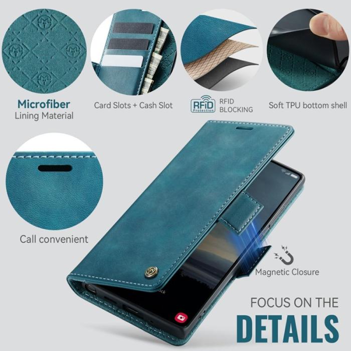 Caseme - CASEME 033 Series Samsung Galaxy Note20 Ultra Konstläder Plånboksfodral Blå