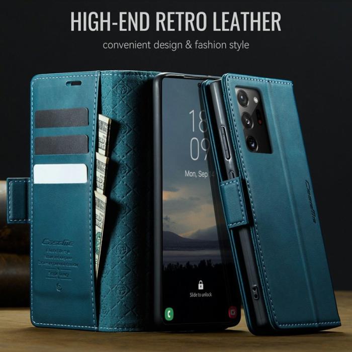 Caseme - CASEME 033 Series Samsung Galaxy Note20 Ultra Konstläder Plånboksfodral Blå