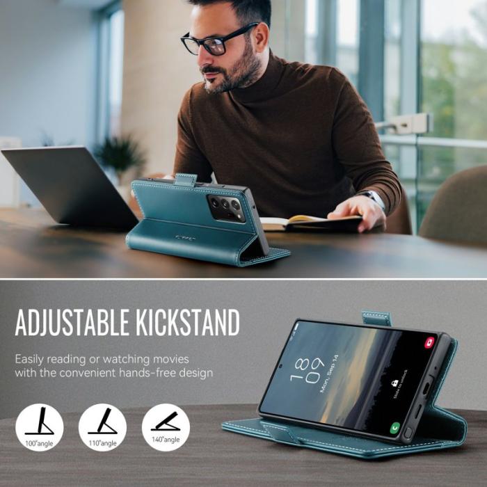 Caseme - CASEME 033 Series Samsung Galaxy Note20 Ultra Konstläder Plånboksfodral Blå